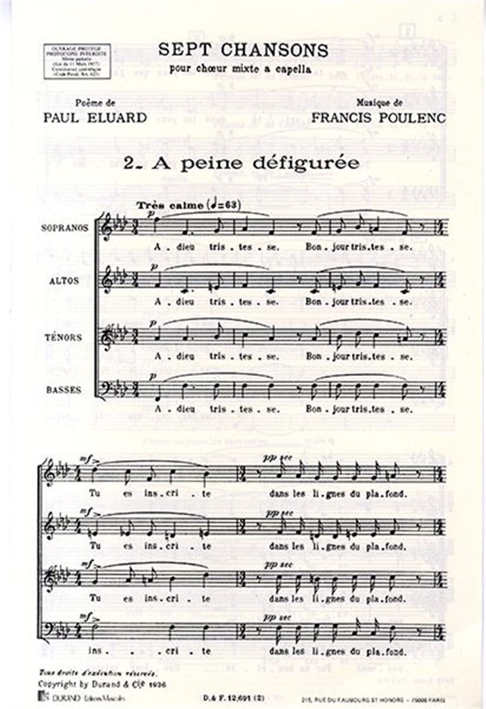 7 Chansons: 2 - A Peine Defiguree